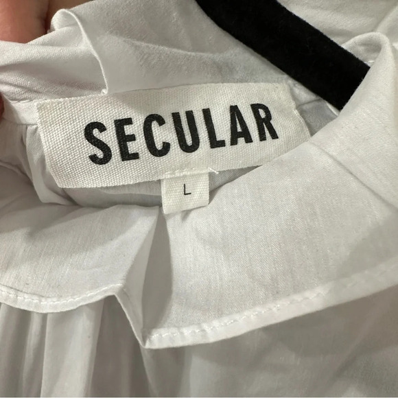 Secular Top High Neck Victorian Blouse Ruffles Tie Back Size Large - Picture 4 of 4